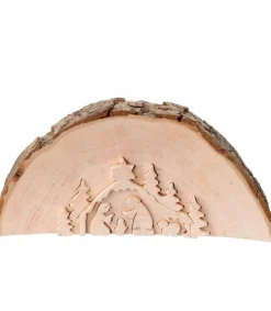 Waldfabrik, photophore en bois et étoile sapin de Noël Crèche De Noël En Relief, Taillee Dans Un Rondin De Bois, 12 Cm Best