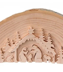 Waldfabrik, photophore en bois et étoile sapin de Noël Crèche De Noël En Relief, Taillee Dans Un Rondin De Bois, 15 Cm Discount
