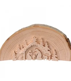 Waldfabrik, photophore en bois et étoile sapin de Noël Crèche De Noël En Relief, Taillee Dans Un Rondin De Bois, 15 Cm Discount
