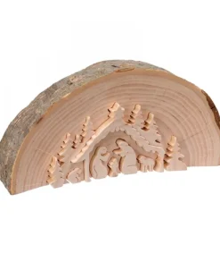 Waldfabrik, photophore en bois et étoile sapin de Noël Crèche De Noël En Relief, Taillee Dans Un Rondin De Bois, 15 Cm Discount