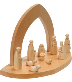 Schalling, crèche moderne Crèche De Noël Vide A Fabriquer En Bois, 20 Cm