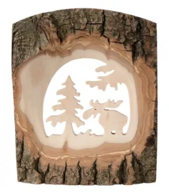 Waldfabrik, photophore en bois et étoile sapin de Noël Déco Bois En Ecorce, Motif Elan Dans La Foret, 18 Cm Discount