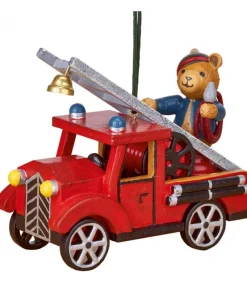 Hubrig, figurines pour enfant Déco Sapin Vintage, Ourson Sur Voiture De Pompier Best