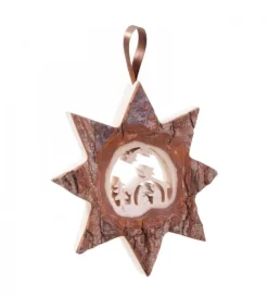 Waldfabrik, photophore en bois et étoile sapin de Noël Décoration Murale En Bois, Grande Etoile Motif Crèche De Noël, 19 Cm Sale