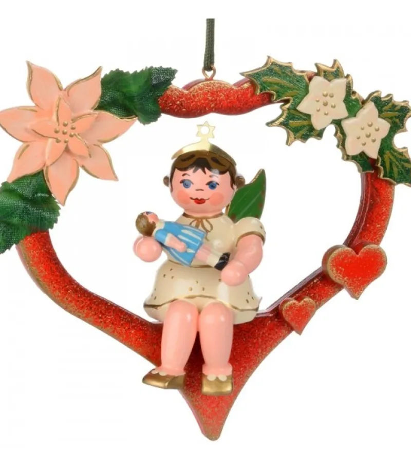Hubrig, figurines pour enfant Décoration Sapin De Noël, Ange Dans Un Coeur Rouge Clearance
