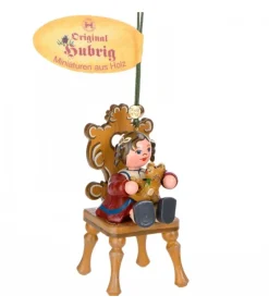 Hubrig, figurines pour enfant Décoration Sapin De Noël Vintage, Figurine Fillette Et Ourson New