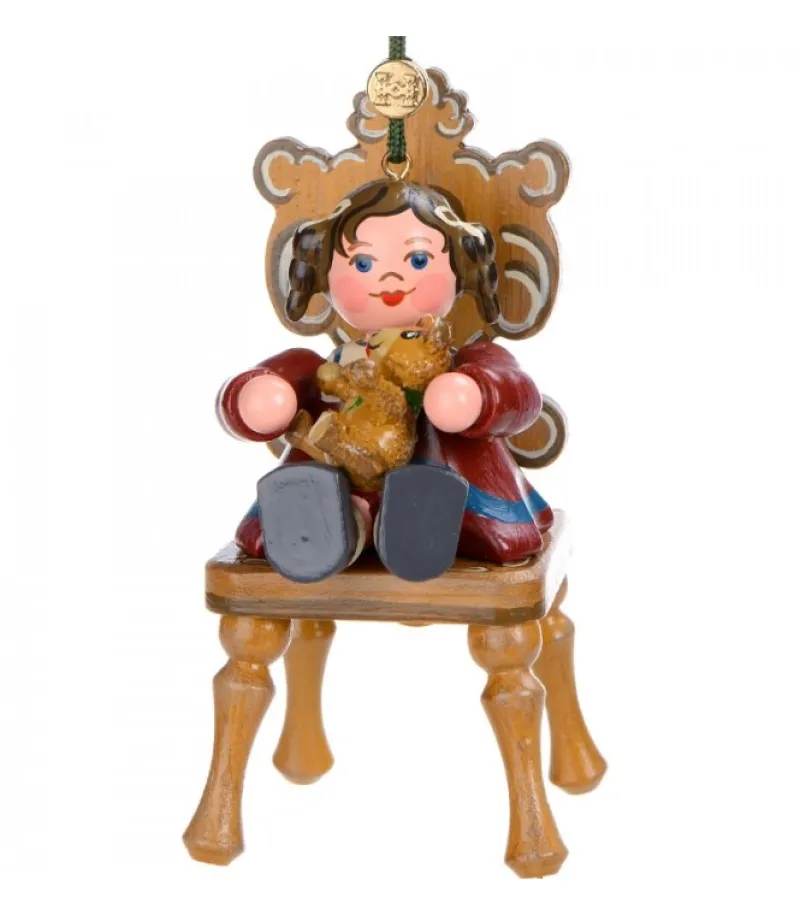 Hubrig, figurines pour enfant Décoration Sapin De Noël Vintage, Figurine Fillette Et Ourson New