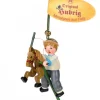 Hubrig, figurines pour enfant Décoration Sapin De Noël Vintage, Petit Garcon Sur Un Cheval En Bois Discount