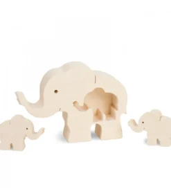 Waldfabrik, photophore en bois et étoile sapin de Noël Elephant En Bois Avec Deux Bebes Elephants, 8,5 Cm Hot