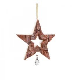 Waldfabrik, photophore en bois et étoile sapin de Noël Etoile En Bois Avec Cristal Swarovski Online