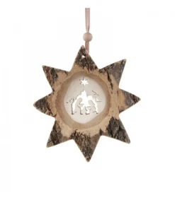 Waldfabrik, photophore en bois et étoile sapin de Noël Etoile En Bois, Motif Cisele Crèche, 10 Cm New
