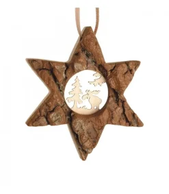 Waldfabrik, photophore en bois et étoile sapin de Noël Etoile En Bois, Motif Cisele Elan, 7 Cm Clearance