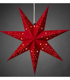Konstsmide, guirlandes lumineuses de Noël Etoile Lumineuse 7 Branches En Papier Velours Rouge A Suspendre, 60 Cm New