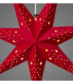 Konstsmide, guirlandes lumineuses de Noël Etoile Lumineuse 7 Branches En Papier Velours Rouge A Suspendre, 60 Cm New