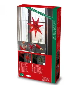 Konstsmide, guirlandes lumineuses de Noël Etoile Lumineuse 7 Branches En Papier Velours Rouge A Suspendre, 60 Cm New