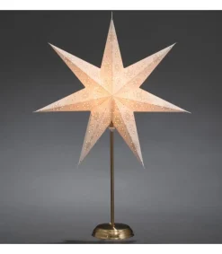 Konstsmide, guirlandes lumineuses de Noël Etoile Lumineuse Electrique 7 Branches En Papier, Blanche, Sur Pied Laiton, 48 Cm Sale