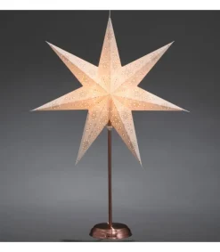 Konstsmide, guirlandes lumineuses de Noël Etoile Lumineuse Electrique 7 Branches En Papier, Blanche, Sur Pied Cuivre 48 Cm Sale