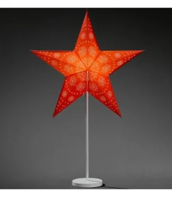 Konstsmide, guirlandes lumineuses de Noël Etoile Lumineuse Electrique 5 Branches En Papier, Rouge, Sur Pied Blanc, 46 Cm Outlet