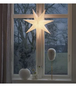 Konstsmide, guirlandes lumineuses de Noël Etoile Lumineuse En Papier A Suspendre, 7 Branches, Blanche, 60 Cm Discount