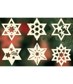 Ratags, décos de Noël lumineuses en bois Etoiles En Bois, Déco Sapin De Noël, 6 Motifs Differents - N° 8 Online