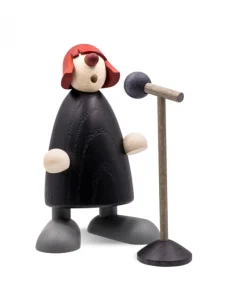 Köhler, Père Noël en bois Figurine Jazz, Chanteuse Devant Micro New