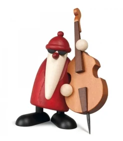 Köhler, Père Noël en bois Figurine Père Noël Contrebassiste Sale