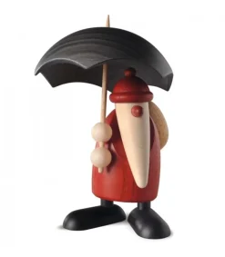 Köhler, Père Noël en bois Figurine Père Noël Sous Parapluie
