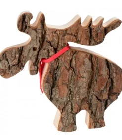 Waldfabrik, photophore en bois et étoile sapin de Noël Grand Elan En Bois Avec Noeud Rouge 18 Cm Online