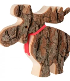Waldfabrik, photophore en bois et étoile sapin de Noël Grand Elan En Bois Avec Noeud Rouge 18 Cm Online