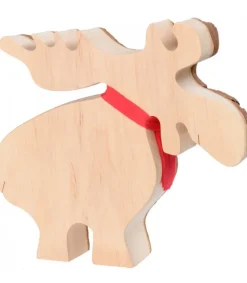 Waldfabrik, photophore en bois et étoile sapin de Noël Grand Elan En Bois Avec Noeud Rouge 18 Cm Online