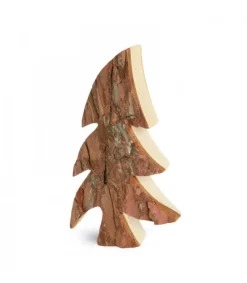 Waldfabrik, photophore en bois et étoile sapin de Noël Grand Sapin En Bois, Forme Penchee, 30 Cm