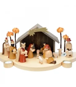 Richard Glasser, Pyramides de Noël allemandes Grande Crèche De Noël En Bois Avec Personnages Best