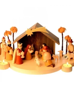 Richard Glasser, Pyramides de Noël allemandes Grande Crèche De Noël En Bois Avec Personnages Best