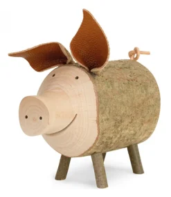 Waldfabrik, photophore en bois et étoile sapin de Noël Gros Cochon En Bois, 9 Cm Clearance