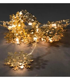 Konstsmide, guirlandes lumineuses de Noël Guirlande Lumineuse Décorative A Led, Flocons De Neige Metalliques Dores Discount