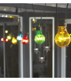 Konstsmide, guirlandes lumineuses de Noël Guirlande Lumineuse De Terrasse 10 M Extensible, 10 Ampoules Multicolores Discount
