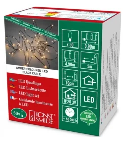 Konstsmide, guirlandes lumineuses de Noël Guirlande Lumineuse Led Effet Gouttes, 50 Diodes Ambrees, Fil Noir Best