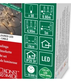 Konstsmide, guirlandes lumineuses de Noël Guirlande Lumineuse Led Effet Gouttes, 50 Diodes Ambrees, Fil Noir Best