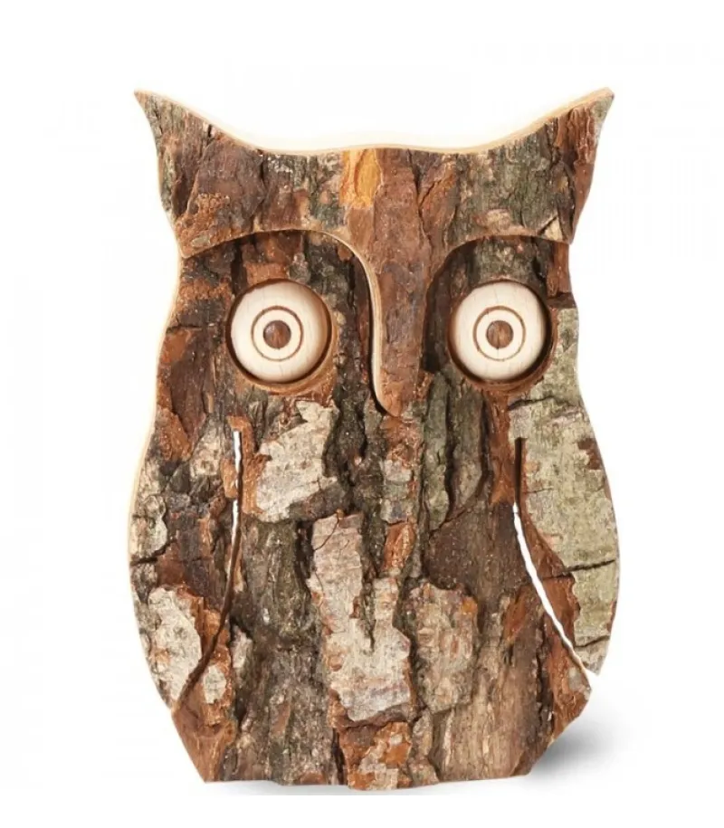 Waldfabrik, photophore en bois et étoile sapin de Noël Hibou En Bois D'Ecorce, 10 Cm Discount