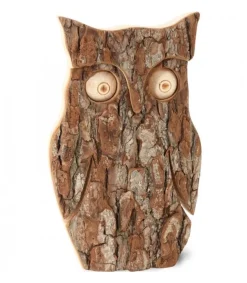 Waldfabrik, photophore en bois et étoile sapin de Noël Hibou En Bois D'Ecorce, 16 Cm Outlet
