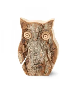 Waldfabrik, photophore en bois et étoile sapin de Noël Hibou En Bois D'Ecorce, 6,5 Cm Discount