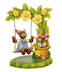 Hubrig, figurines pour enfant Lapin De Paques En Bois Et Balancoire Fleurie Discount