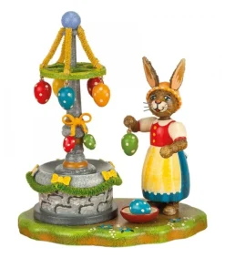 Hubrig, figurines pour enfant Lapin De Paques En Bois Et Fontaine A Oeufs De Paques