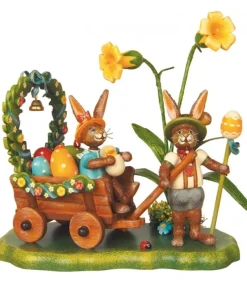 Hubrig, figurines pour enfant Lapin De Paques En Bois Et Charrette A Oeufs Hot