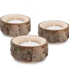 Waldfabrik, photophore en bois et étoile sapin de Noël Lot De 3 Bougeoirs En Bois Avec Ecorce, 9 Cm New