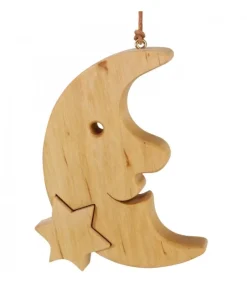Waldfabrik, photophore en bois et étoile sapin de Noël Lune En Bois De Chene A Suspendre Avec Une Etoile 12,5 Cm Sale