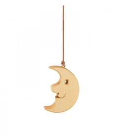 Waldfabrik, photophore en bois et étoile sapin de Noël Lune En Bois De Chene A Suspendre 8,5 Cm Outlet