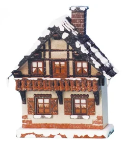 Hubrig, figurines pour enfant Maison Eclairee Pour Village De Noël Miniature Winterkinder, Maison Avec Balcon