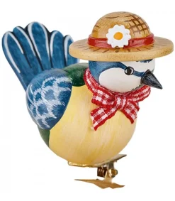 Hubrig, figurines pour enfant Oiseau Décoratif, Mesange Bleue Et Noeud Rouge, 6 Cm Online