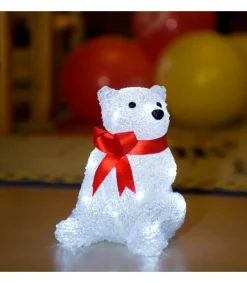 Konstsmide, guirlandes lumineuses de Noël Ours Lumineux A Led En Acrylique Avec Ruban Rouge, 18 Cm Sale